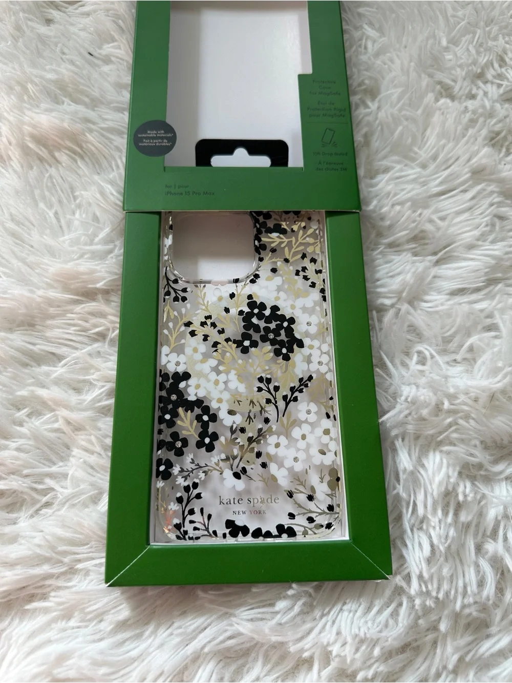 Kate Spade New York Tough Multi Floral Black White MagSafe iPhone 15 Pro Max NEW